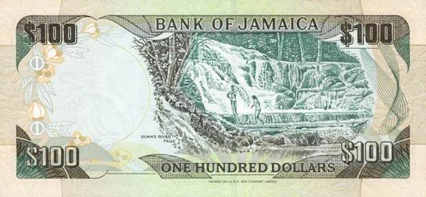 Купюра номиналом 100 ямайских долларов, обратная сторона
